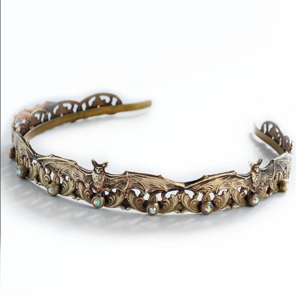 Elvira's Vampire Bat Hairband Gold Crown
